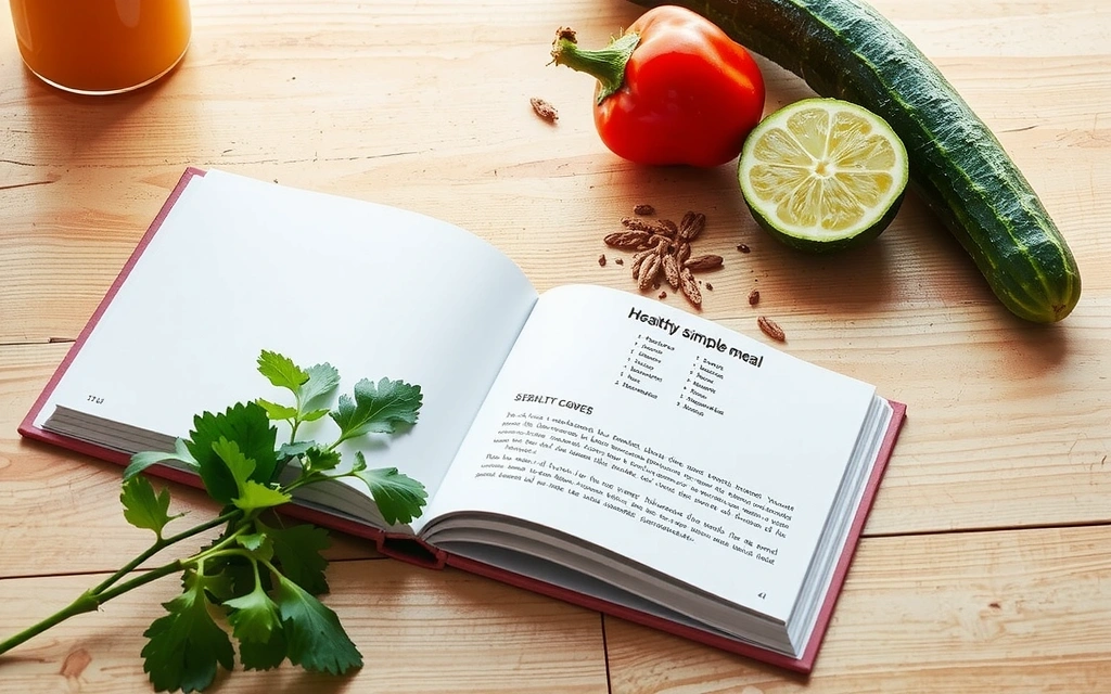 Książka kucharska otwarta na przepisie na zdrowy posiłek