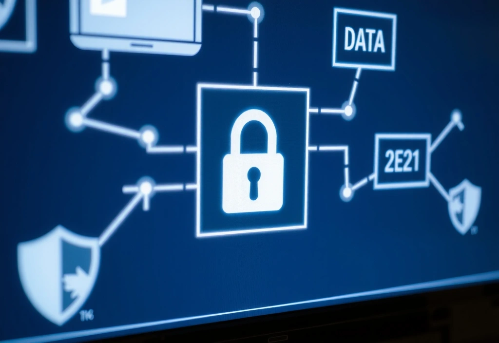 A lock icon on a digital screen, symbolizing data security
